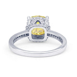 Elegant Hidden Halo Cushion Engagement Ring Cubic Zirconia 925 Sterling Silver