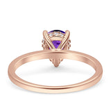 Solitaire Pear Hidden Halo Engagement Ring Cubic Zirconia 925 Sterling Silver