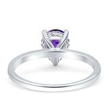 Solitaire Pear Hidden Halo Engagement Ring Cubic Zirconia 925 Sterling Silver