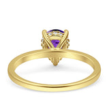 Solitaire Pear Hidden Halo Engagement Ring Cubic Zirconia 925 Sterling Silver