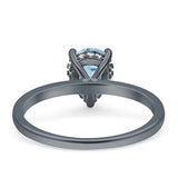 Solitaire Pear Hidden Halo Engagement Ring Cubic Zirconia 925 Sterling Silver