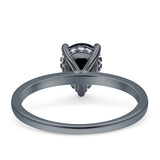 Solitaire Pear Hidden Halo Engagement Ring Cubic Zirconia 925 Sterling Silver