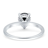 Solitaire Pear Hidden Halo Engagement Ring Cubic Zirconia 925 Sterling Silver