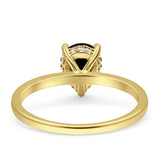 Solitaire Pear Hidden Halo Engagement Ring Cubic Zirconia 925 Sterling Silver