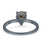 Solitaire Pear Hidden Halo Engagement Ring Cubic Zirconia 925 Sterling Silver