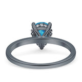 Solitaire Pear Hidden Halo Engagement Ring Cubic Zirconia 925 Sterling Silver