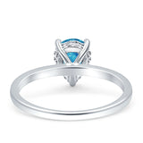 Solitaire Pear Hidden Halo Engagement Ring Cubic Zirconia 925 Sterling Silver