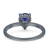 Solitaire Pear Hidden Halo Engagement Ring Cubic Zirconia 925 Sterling Silver