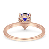 Solitaire Pear Hidden Halo Engagement Ring Cubic Zirconia 925 Sterling Silver