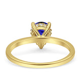 Solitaire Pear Hidden Halo Engagement Ring Cubic Zirconia 925 Sterling Silver