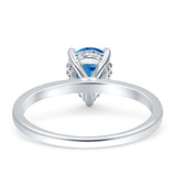 Solitaire Pear Hidden Halo Engagement Ring Cubic Zirconia 925 Sterling Silver