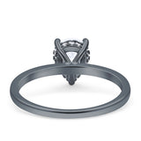 Solitaire Pear Hidden Halo Engagement Ring Cubic Zirconia 925 Sterling Silver
