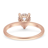 Solitaire Pear Hidden Halo Engagement Ring Cubic Zirconia 925 Sterling Silver