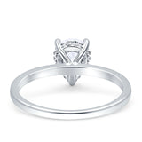 Solitaire Pear Hidden Halo Engagement Ring Cubic Zirconia 925 Sterling Silver