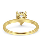 Solitaire Pear Hidden Halo Engagement Ring Cubic Zirconia 925 Sterling Silver