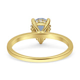 Teardrop Pear Hidden Halo Natural Aquamarine Engagement Ring