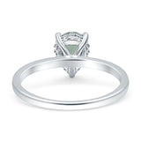 Teardrop Pear Hidden Halo Natural Green Amethyst Prasiolite Engagement Ring