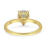 Teardrop Pear Hidden Halo Natural Green Amethyst Prasiolite Engagement Ring