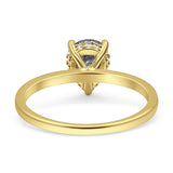 Teardrop Pear Hidden Halo Natural Rutilated Quartz Engagement Ring