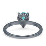 Solitaire Pear Hidden Halo Engagement Ring Cubic Zirconia 925 Sterling Silver