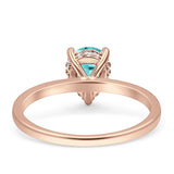 Solitaire Pear Hidden Halo Engagement Ring Cubic Zirconia 925 Sterling Silver