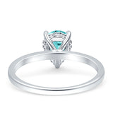 Solitaire Pear Hidden Halo Engagement Ring Cubic Zirconia 925 Sterling Silver