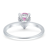 Solitaire Pear Hidden Halo Engagement Ring Cubic Zirconia 925 Sterling Silver