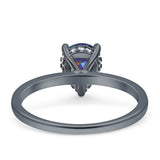 Solitaire Pear Hidden Halo Engagement Ring Cubic Zirconia 925 Sterling Silver