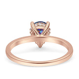 Solitaire Pear Hidden Halo Engagement Ring Cubic Zirconia 925 Sterling Silver