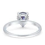 Solitaire Pear Hidden Halo Engagement Ring Cubic Zirconia 925 Sterling Silver