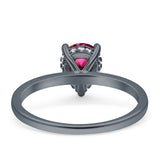 Solitaire Pear Hidden Halo Engagement Ring Cubic Zirconia 925 Sterling Silver