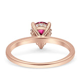 Solitaire Pear Hidden Halo Engagement Ring Cubic Zirconia 925 Sterling Silver
