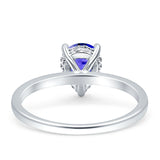 Solitaire Pear Hidden Halo Engagement Ring Cubic Zirconia 925 Sterling Silver