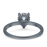 Solitaire Pear Hidden Halo Engagement Ring Cubic Zirconia 925 Sterling Silver