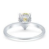 Solitaire Pear Hidden Halo Engagement Ring Cubic Zirconia 925 Sterling Silver