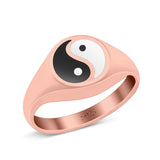 Yin Yang Oxidized Band Solid 925 Sterling Silver Thumb Ring (11mm)