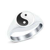 Yin Yang Oxidized Band Solid 925 Sterling Silver Thumb Ring (11mm)