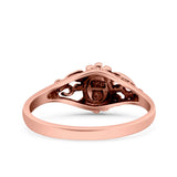 Petite Dainty Vintage Style Round Simulated Turquoise Black Onyx Ring Solid Oxidized 925 Sterling Silver