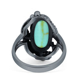 Oval Leaf Petite Dainty Lab Opal Ring Solid Oxidized 925 Sterling Silver