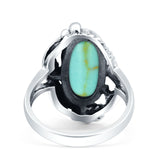 Oval Leaf Petite Dainty Lab Opal Ring Solid Oxidized 925 Sterling Silver