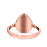 Petite Dainty Pear Lab Opal Ring Solid Oxidized 925 Sterling Silver