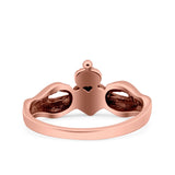 Petite Dainty Heart Lab Opal Ring Solid Oxidized 925 Sterling Silver