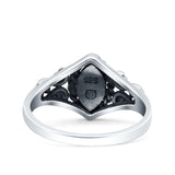 Vintage Style Marquise Lab Opal Ring Solid Oxidized 925 Sterling Silver