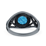 Infinity Shank Lab Opal Ring Solid Round Oxidized 925 Sterling Silver