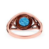 Infinity Shank Lab Opal Ring Solid Round Oxidized 925 Sterling Silver