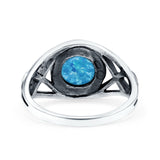 Infinity Shank Lab Opal Ring Solid Round Oxidized 925 Sterling Silver