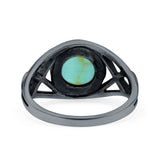 Infinity Shank Lab Opal Ring Solid Round Oxidized 925 Sterling Silver