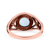 Infinity Shank Lab Opal Ring Solid Round Oxidized 925 Sterling Silver
