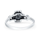 Petite Dainty Emerald Lab Opal Ring Solid Oxidized 925 Sterling Silver