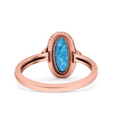 Vintage Style Petite Dainty Lab Opal Ring Solid Oval Oxidized 925 Sterling Silver